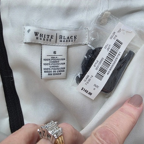 White House Black Market Black Lace NEW Sweetheart Neckline Midi Size 6 - Picture 3 of 4